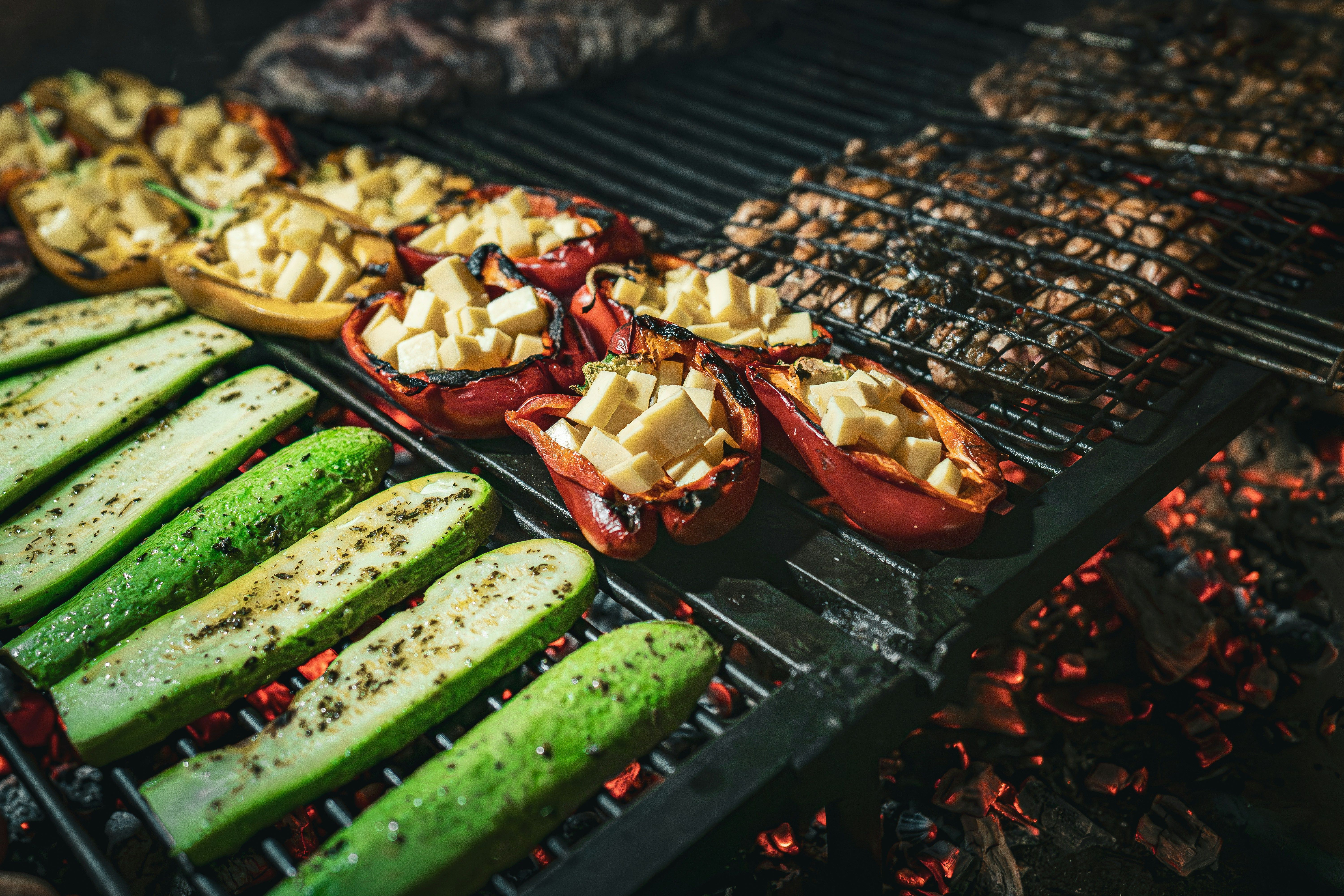 Grilled food background